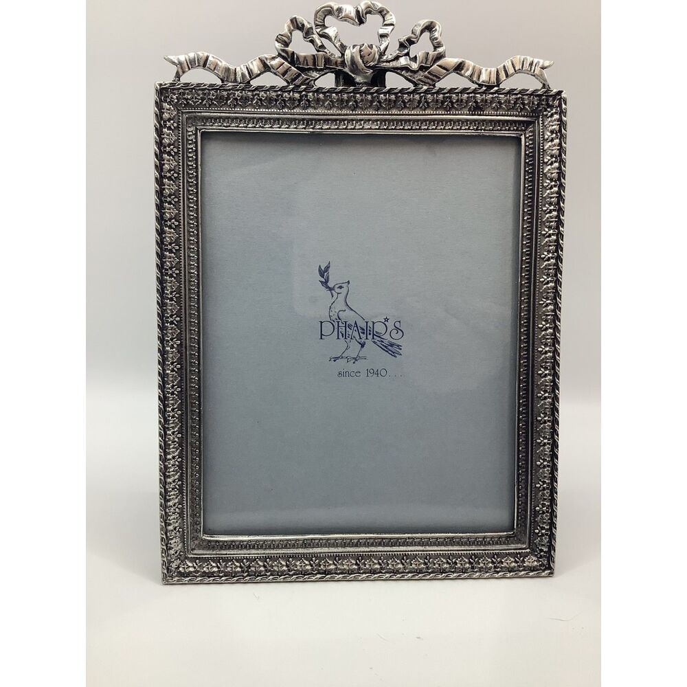 Vintage 1987 Elias Artmetal Fine Pewter 925 Silver Ornate Bow Frame USA 1753